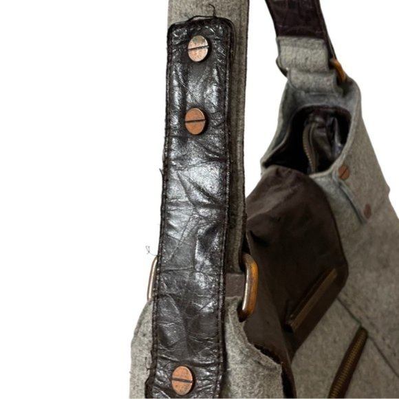 MATT &NAT grey wool blend shoulder bag satchel - Picture 9 of 10